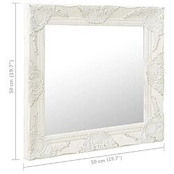 vidaXL Miroir mural style baroque 50x50 cm Blanc pas cher