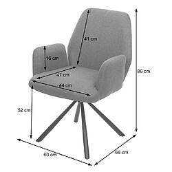 Decoshop26 Chaise de salle à manger fauteuil de bureau en tissu gris-brun en acier design pivotant rétro et moderne 04_0002276 pas cher