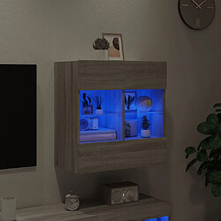 Avis vidaXL Meuble TV mural avec lumières LED sonoma gris 58,5x30x60,5 cm