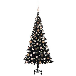 vidaXL Arbre de Noël artificiel pré-éclairé et boules noir 150 cm PVC