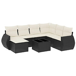 vidaXL Salon de jardin 8 pcs avec coussins noir résine tressée