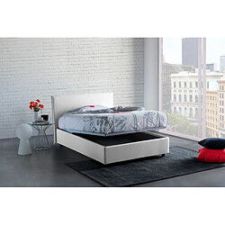 Autrement Talamo Italia Lit Anna simple et demi avec conteneur, Made in Italy, en tissu amovible, 120x200 cm, avec ouverture frontale, Blanc, avec matelas inclus.