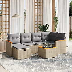 Maison Chic Ensemble à manger d'extérieur 7 pcs avec coussins,Salon de jardin,Mobilier de jardin mélange beige résine tressée -GKD639651