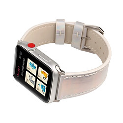 Wewoo Bande de montre-bracelet en cuir véritable de la série Fashion Laser pour Apple Watch 3 & 2 & 1 42mm blanc pas cher