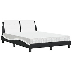 Vidaxl Lit avec matelas noir et blanc 140x190 cm similicuir