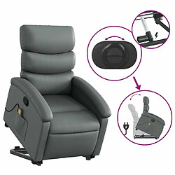 Maison Chic Fauteuil Relax pour salon, Fauteuil inclinable de massage Gris Similicuir -GKD89328 pas cher