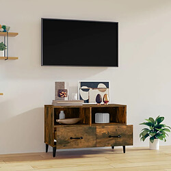 Avis Maison Chic Meuble TV scandinave - Banc TV pour salon Chêne fumé 80x36x50 cm Bois d'ingénierie -MN63441