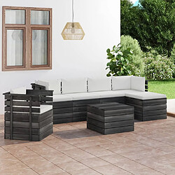 Maison Chic Salon palette de jardin 7 pcs avec coussins,Table et Chaises d'extérieur,Mobilier de jardin Bois de pin massif -MN63435