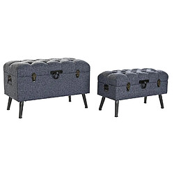 Pegane Set de 2 banquettes en polyester et métal coloris gris foncé