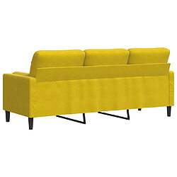 Acheter vidaXL Canapé 3 places avec oreillers décoratifs jaune 180 cm velours