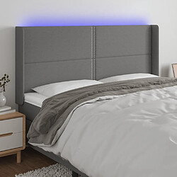 vidaXL Tête de lit à LED Gris foncé 203x16x118/128 cm Tissu