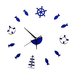 Avis horloge de style méditerranéen horloge de gouvernail tour petit poisson diy horloge muette bleu