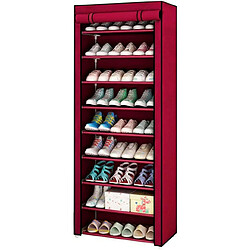 Meuble à chaussures en tissu avec portes à fermeture éclair Nyana Home 160x60x30 cm Grenat