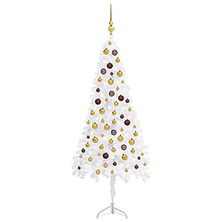 vidaXL Arbre de Noël artificiel d'angle LED et boules Blanc 150 cm PVC