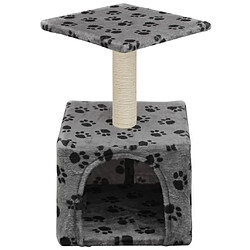 Helloshop26 Arbre à chat griffoir grattoir niche jouet animaux peluché en sisal 55 cm gris motif de pattes 3702081