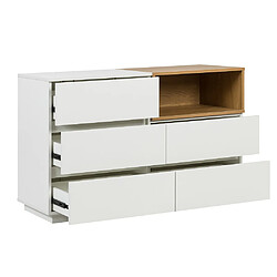 Buffet MELMO S 120x40x76 cm 5 tiroirs blanc/chêne hjh LIVING