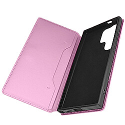 Avizar Étui pour Samsung Galaxy S24 Ultra Double Poche Fonction Support Rose Poudré