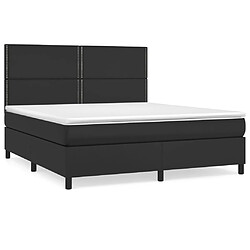 vidaXL Sommier à lattes de lit avec matelas Noir 180x200 cm Similicuir