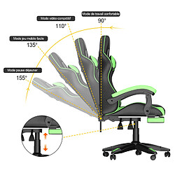 RATTANTREE Chaise de Gaming avec Repose-Pied, Chaise Gaming Racing, Dossier Inclinable à 155, Avec support lombaire, Fauteuil gamer Ergonomique, Siege Gaming avec Appui-tête, Noir Grena