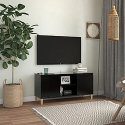 Maison Chic Meuble TV scandinave avec pieds - Banc TV pour salon en bois massif Noir 103,5x35x50 cm -MN86040