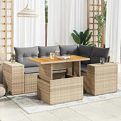 vidaXL Salon de jardin avec coussins 5 pcs beige résine tressée