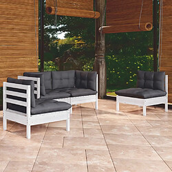 Maison Chic Salon de jardin 4 pcs + coussins - Mobilier/Meubles de jardin - Table et chaises d'extérieur bois de pin massif -MN93090