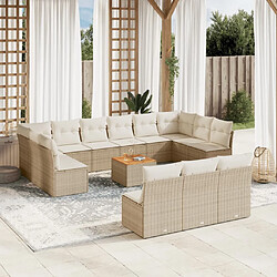 Maison Chic Salon de jardin avec coussins 14 pcs | Ensemble de Table et chaises | Mobilier d'Extérieur beige résine tressée -GKD72799