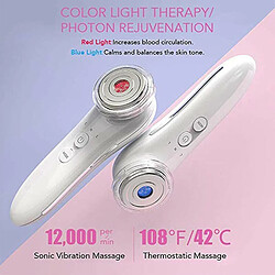 Avis Chrono Instrument de beauté du visage Photothérapie à ultrasons LED Détoxification d'exportation du visage Rajeunissement des photons Nettoyage des pores Masseur facial(Blanc)