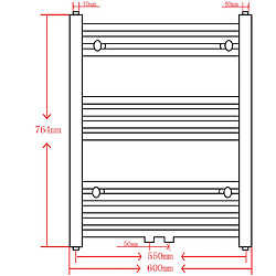 vidaXL Sèche-serviettes eau chaude à rails droits noir 600x764 mm pas cher