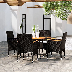 Maison Chic Salon de jardin de salle à manger 5 pcs,Table et Chaises d'extérieur,Mobilier de jardin Résine tressée Noir -MN65053