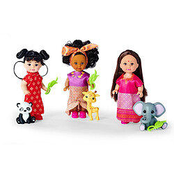 Simba Evi Love Animal World 105733568 - Poupées dans Une Jolie Tenue éléphant, Girafe ou Panda, Mini poupée 12 cm, 3 Compartiments, il s'agit d'un Seul Article, à partir de 3 Ans