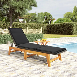 Maison Chic Chaise longue avec table | Bain de soleil Relax | Transat Résine tressée et bois massif d'acacia -GKD85989