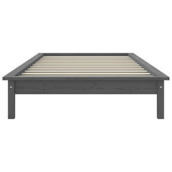 Maison Chic Lit adulte - Lit simple Cadre de lit,Structure du lit Contemporain Gris 90x200 cm Bois de pin massif -MN46098 pas cher