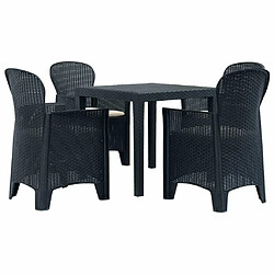 Ensemble de salle à manger 5 pcs,Ensemble à dîner d'extérieur Plastique Anthracite Aspect de rotin -MN43007