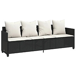 Maison Chic Chaise longue avec coussins, Transats, Bain de Soleil noir résine tressée