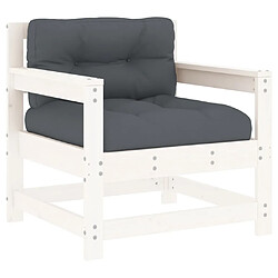 Avis Maison Chic Lot de 2 Chaises de jardin,Fauteuil d'extérieur et coussins blanc bois de pin massif -MN15114