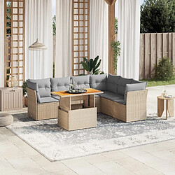 vidaXL Salon de jardin avec coussins 7 pcs beige résine tressée