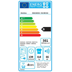 Sèche-linge à condensation 60cm 8kg b blanc - ew6c4853sc - ELECTROLUX