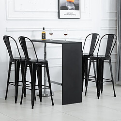 Homcom Lot de 4 tabourets de bar industriel avec dossier hauteur assise 76,5 cm métal noir