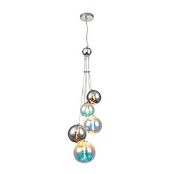 Luminaire Center Suspension 5 ampoules Chrome poli,irisé