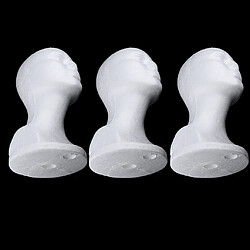 3x Femme Femme Mousse Mannequin Mannequin Tête Stand Pour Perruques Chapeau Affichage Show