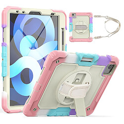 Coque en TPU + Silicone avec béquille et bandoulière Rose arc-en-ciel pour votre Apple iPad Air (2020)/Pro 11 pouces (2020)