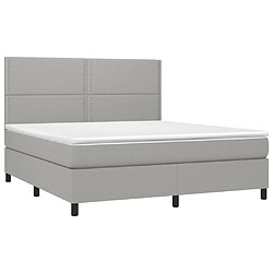 Avis Maison Chic Structures de lit + matelas,Lit à sommier tapissier avec matelas Gris clair 160x200cm Tissu -MN94659