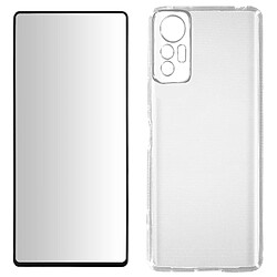 Avizar Coque Xiaomi 12 Lite Silicone et Film Verre Trempé 9H Contour noir