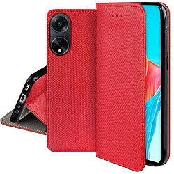 Htdmobiles Housse etui portefeuille avec coque interieure en silicone pour Oppo A98 5G + verre trempe - ROUGE MAGNET