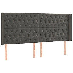 Maison Chic Tête de lit scandinave avec oreilles,meuble de chambre Gris foncé 203x16x118/128 cm Velours -MN13244