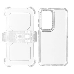 Avizar Coque pour Samsung Galaxy S24 Clip Ceinture Antichoc Coins Bumper Transparent