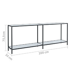 vidaXL Table console Blanc 200x35x75,5 cm Verre trempé pas cher