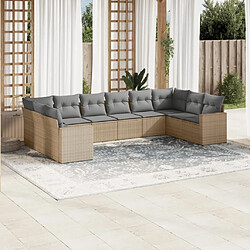 Maison Chic Salon de jardin avec coussins 10 pcs | Ensemble de Table et chaises | Mobilier d'Extérieur beige résine tressée -GKD60291