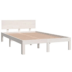 Avis Maison Chic Lit adulte - Lit simple Cadre de lit,Structure du lit Contemporain Blanc Bois de pin massif 120x200 cm -MN61182